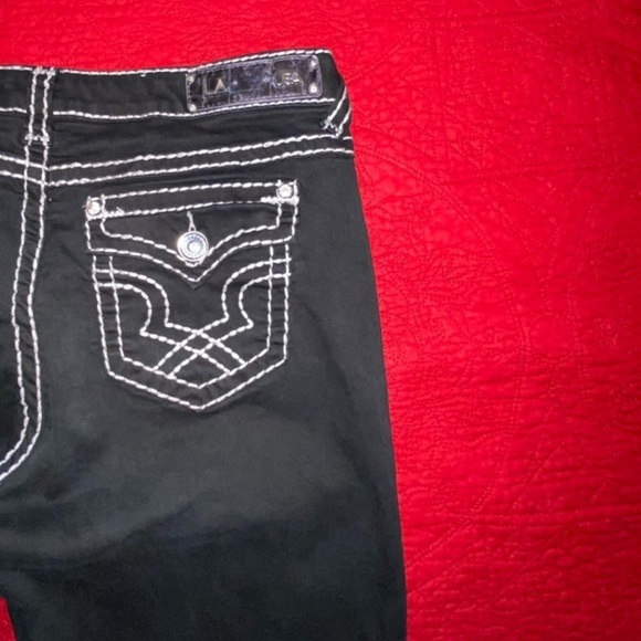 LA IDOL crystal detail Bootcut jeans in black Sz 15 - Picture 7 of 10